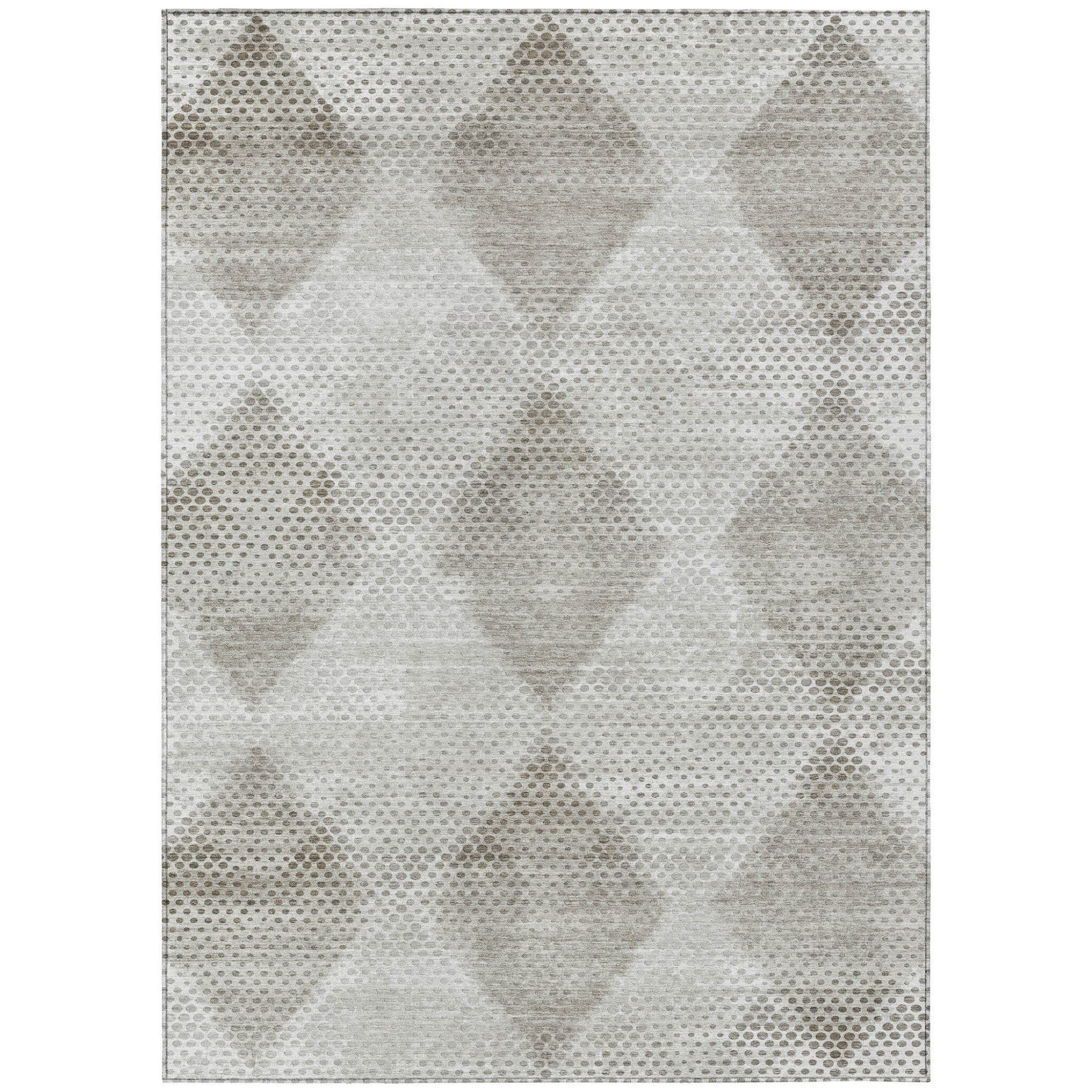 9' X 12' Gray Geometric Washable Non Skid Indoor Outdoor Area Rug