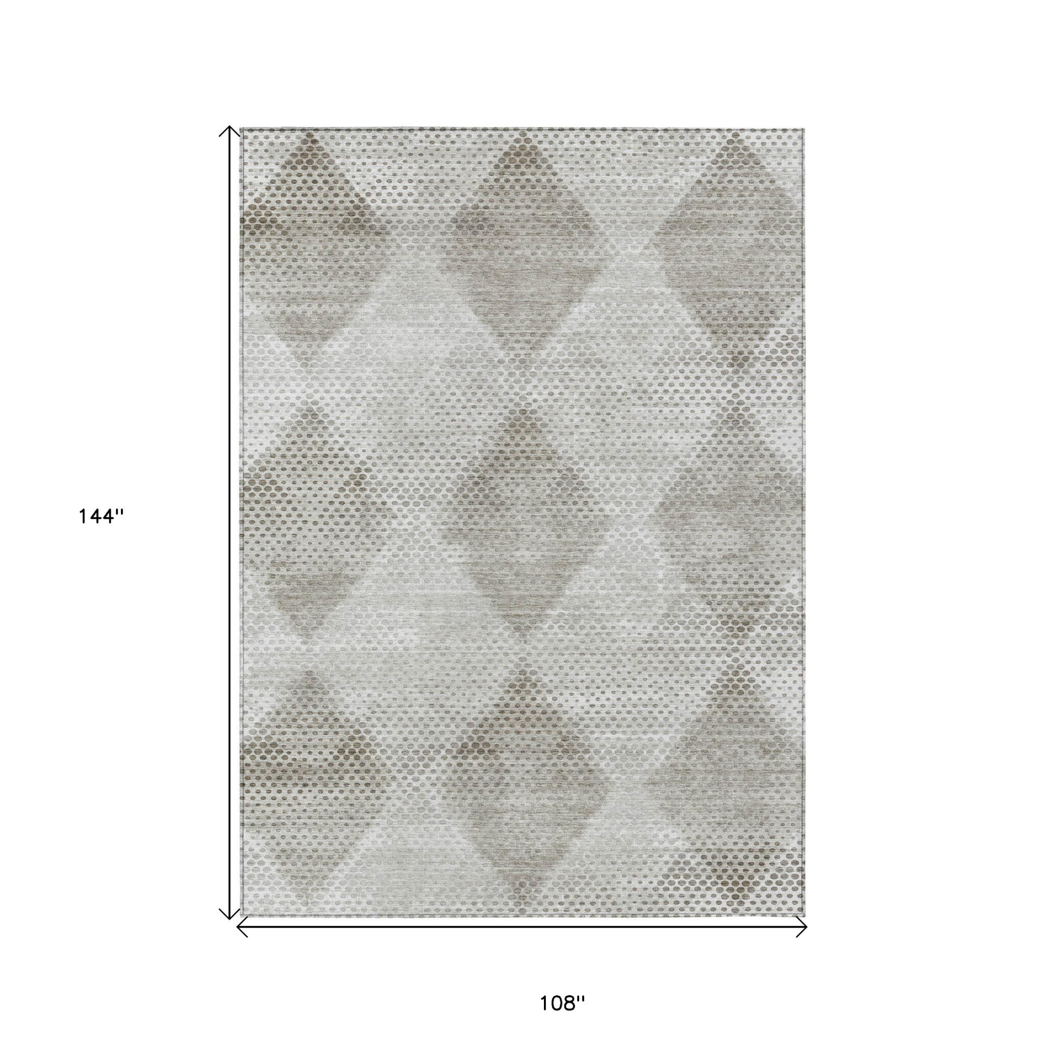 9' X 12' Gray Geometric Washable Non Skid Indoor Outdoor Area Rug