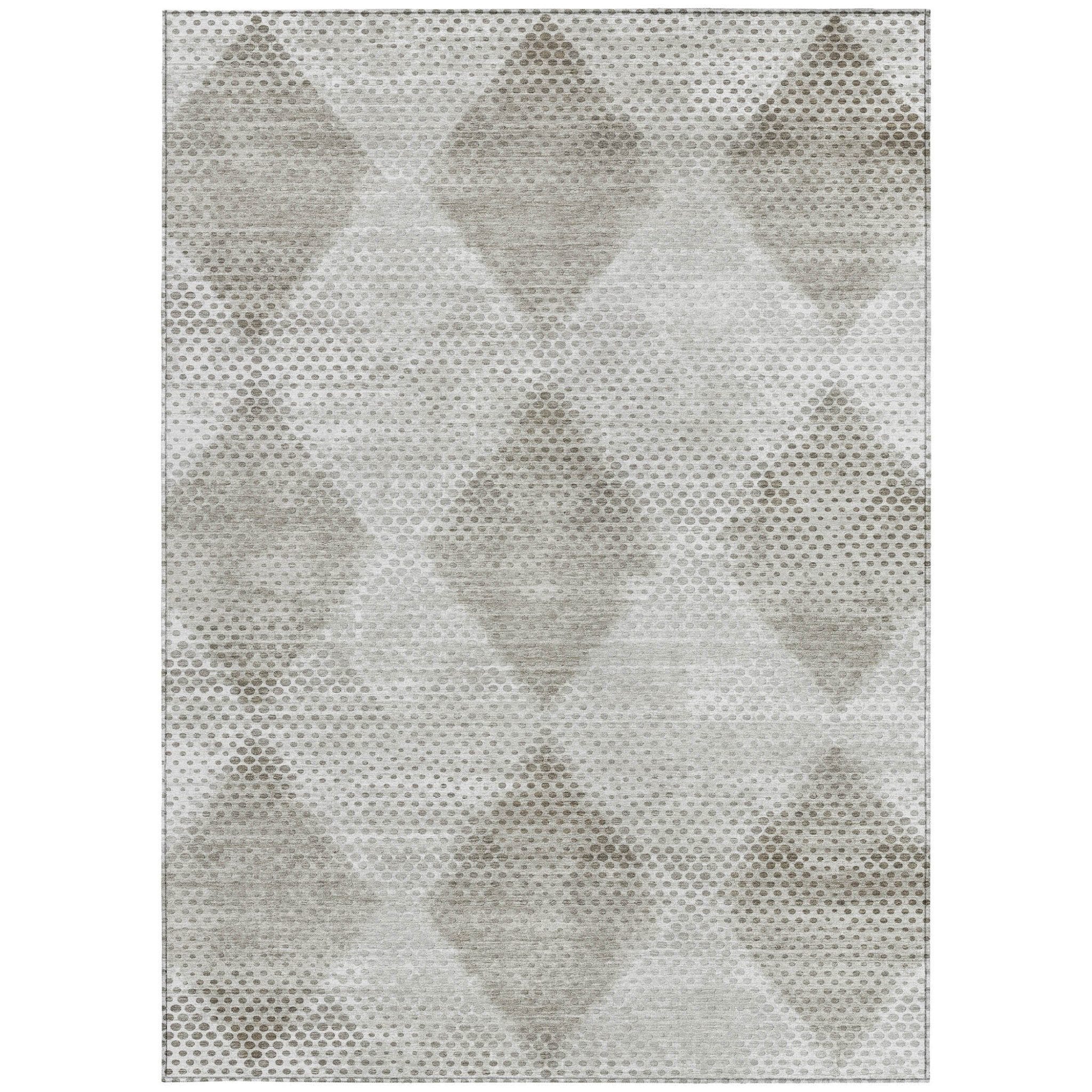 9' X 12' Gray Geometric Washable Non Skid Indoor Outdoor Area Rug