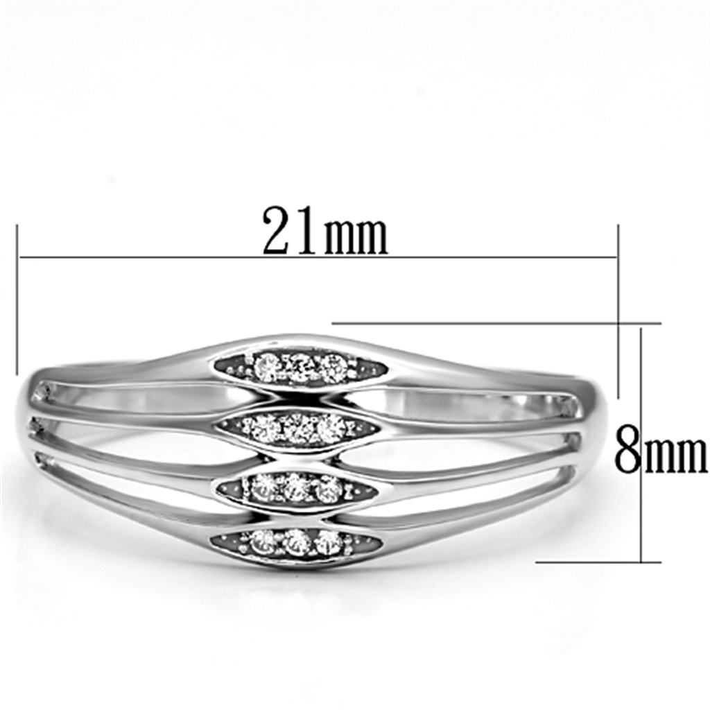 TS072 - Rhodium 925 Sterling Silver Ring with AAA Grade CZ in Clear