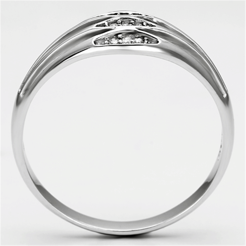 TS072 - Rhodium 925 Sterling Silver Ring with AAA Grade CZ in Clear