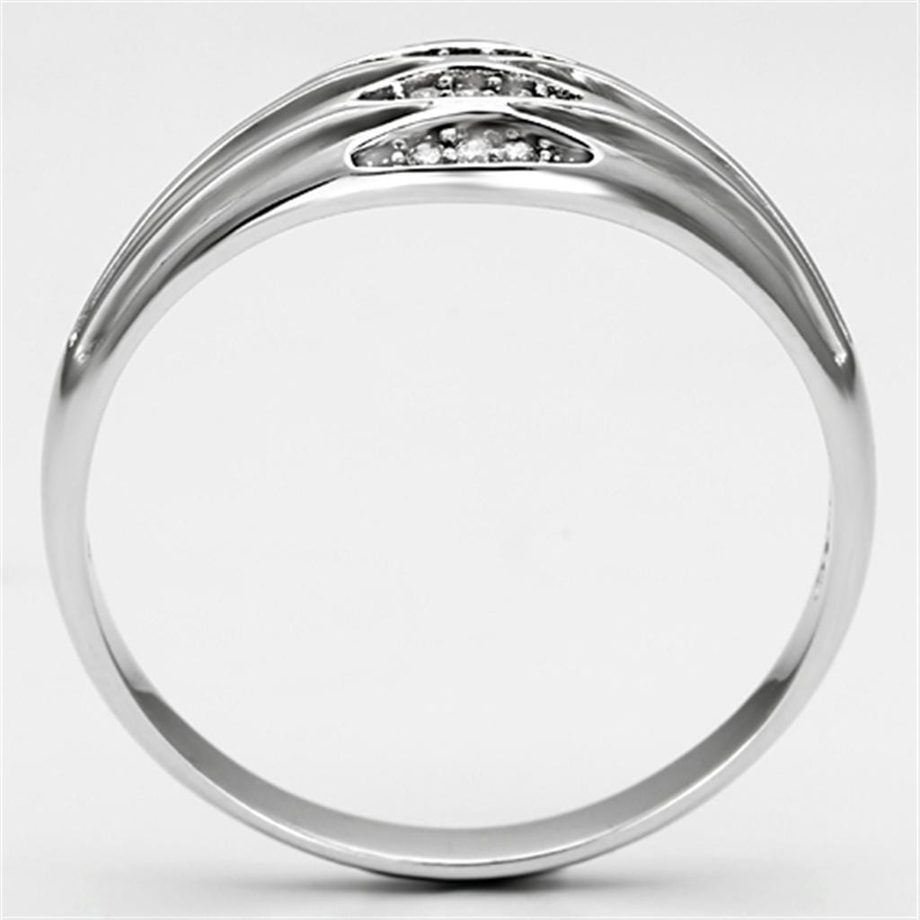 TS072 - Rhodium 925 Sterling Silver Ring with AAA Grade CZ in Clear