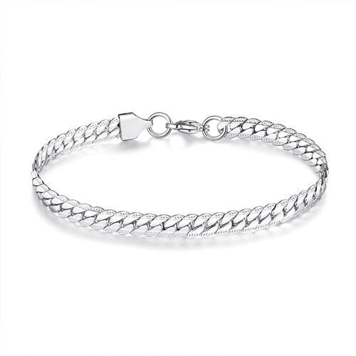 Hip-pop Style Popular Simple Thick Alloy Chain Wholesale Men Bracelet - Silver