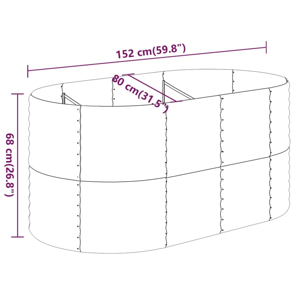 Garden Raised Bed Galvanized Steel 59.8"x31.5"x26.8" Gray