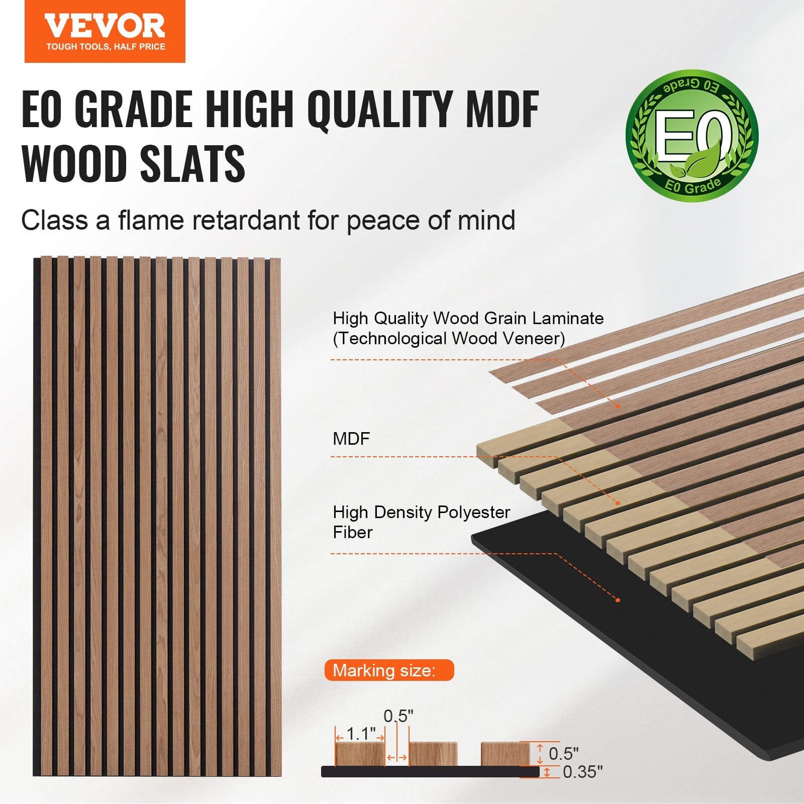Wood Slat Acoustic Panels, 23.6 x 47.2 inch, MDF Accent Wooden Wall Panels for Modern Interior Wall, Faux Wood Wall Board Panels for Stylish Decor and Noise Reduction, Walnut