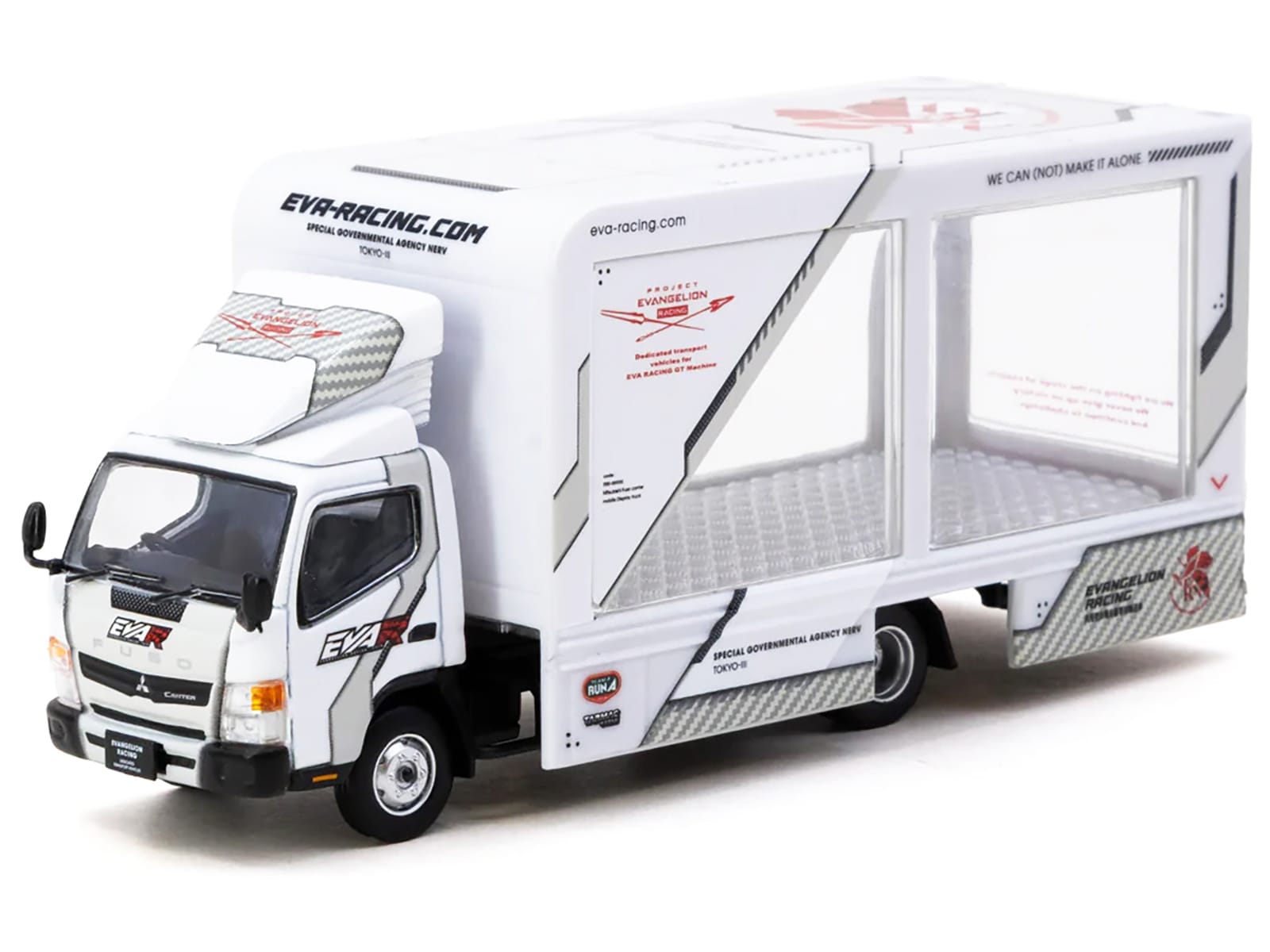 Mitsubishi Fuso Canter Mobile Display Truck RHD (Right Hand Drive) "EVA Racing" White with Graphics "Truck64" Series 1/64 Diecast Model Car by Tarmac Works