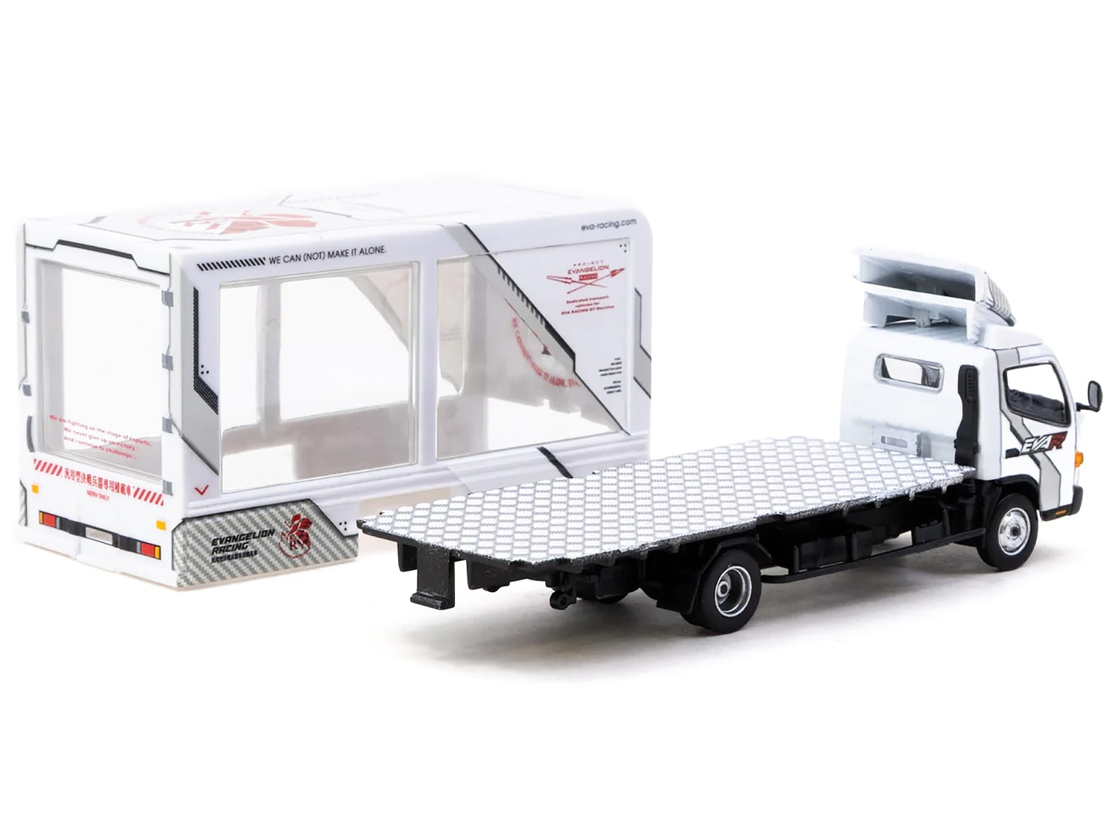 Mitsubishi Fuso Canter Mobile Display Truck RHD (Right Hand Drive) "EVA Racing" White with Graphics "Truck64" Series 1/64 Diecast Model Car by Tarmac Works