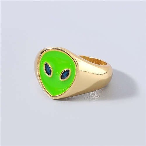 Creative Alien Unique Design Popular Fashion Women Wholesale Costume Ring - Green