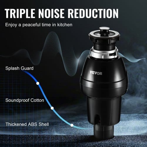 Garbage Disposal, 3/4HP 3250RPM Continuous Feed Food Waste Disposer, EZ Connect Food Waste Grinding System with Sound Reduction, Power Cord & Splash Guard for Kitchen Sinks