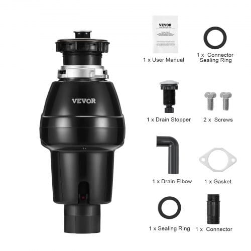 Garbage Disposal, 3/4HP 3250RPM Continuous Feed Food Waste Disposer, EZ Connect Food Waste Grinding System with Sound Reduction, Power Cord & Splash Guard for Kitchen Sinks