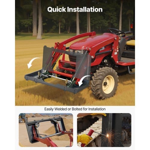 1/2 in Skid Steer Mount Plate, Universal Quick Attach Mount Plate, Cut Out Design, Easy to Bolt, 6000lbs Capacity, Heavy Duty Loader Plates Compatible with Kubota Bobcat Skid Steers & Tractors