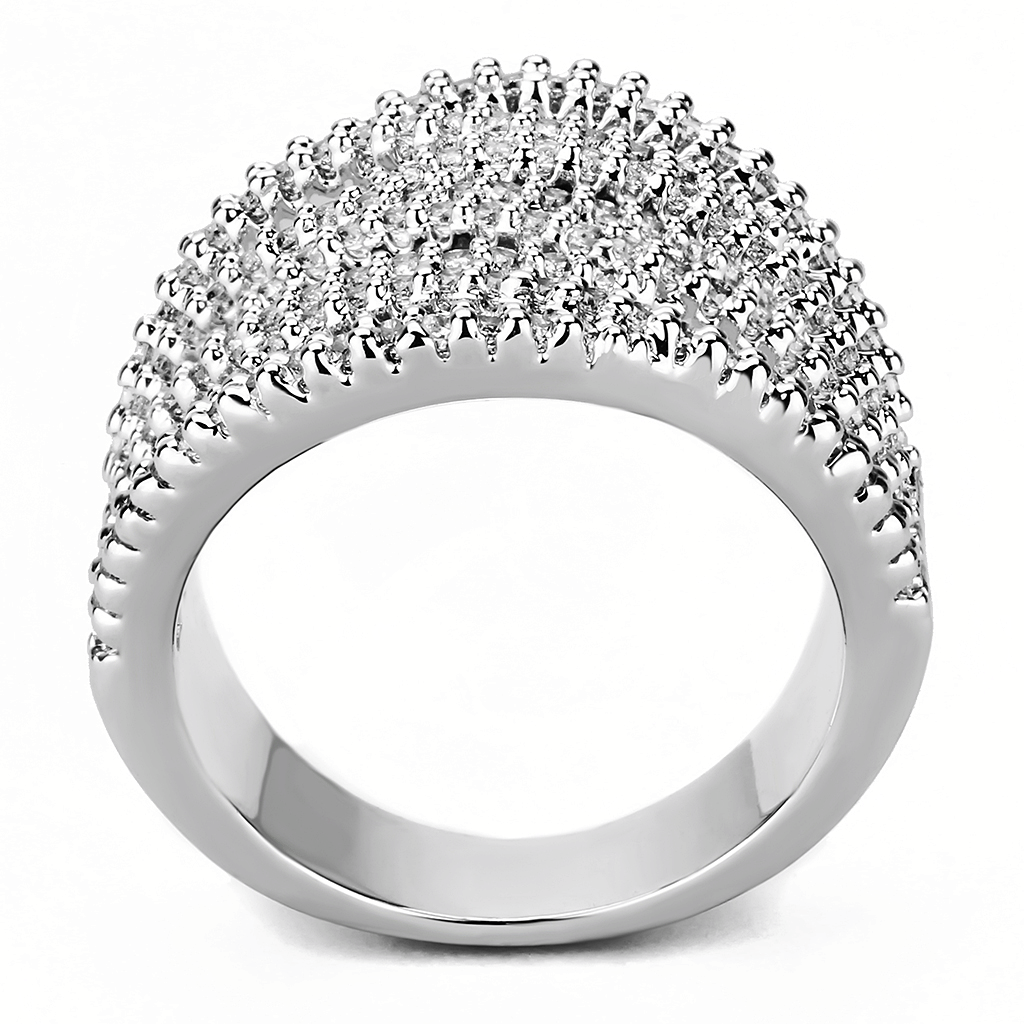 3W1465 - Rhodium Brass Ring with AAA Grade CZ in Clear