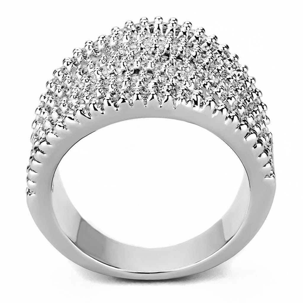 3W1465 - Rhodium Brass Ring with AAA Grade CZ in Clear