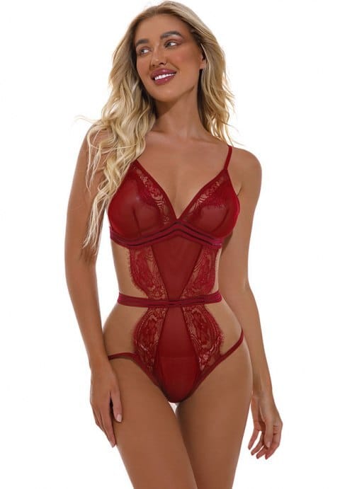 Contrast Lace Teddy Bodysuit