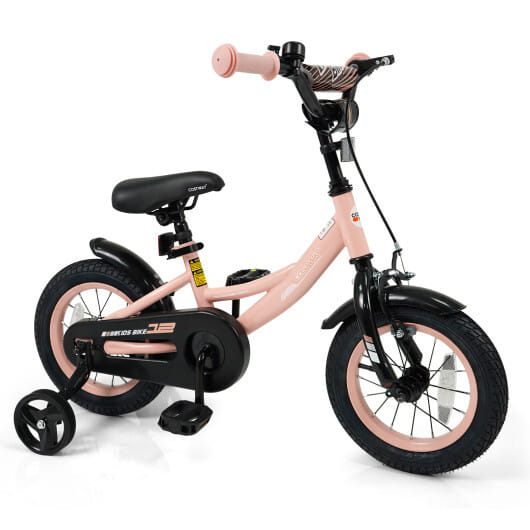 12 Inch Kids Bike Adjustable with Removable Training Wheels Pink for 3-8 Years Old - Color: Pink - Size: 12 inches