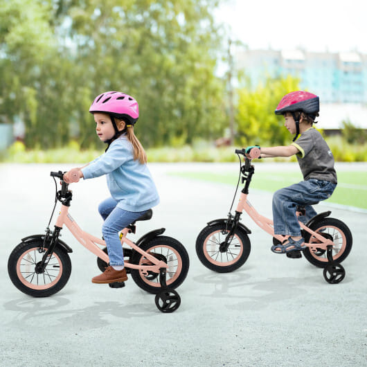 12 Inch Kids Bike Adjustable with Removable Training Wheels Pink for 3-8 Years Old - Color: Pink - Size: 12 inches