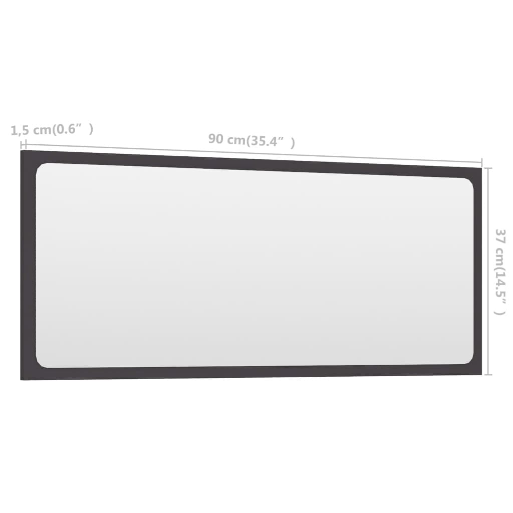 Bathroom Mirror Gray 35.4"x0.6"x14.6" Engineered Wood