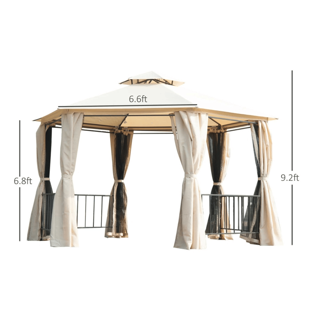 13ft x 13ft Patio Gazebo-Beige-AS
