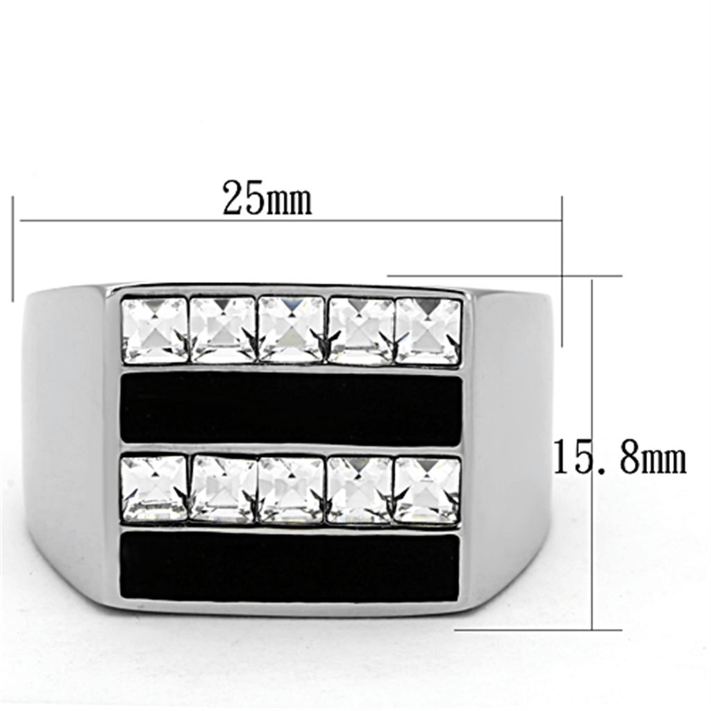 TK1177 - High polished (no plating) Stainless Steel Ring with Top Grade Crystal in Clear