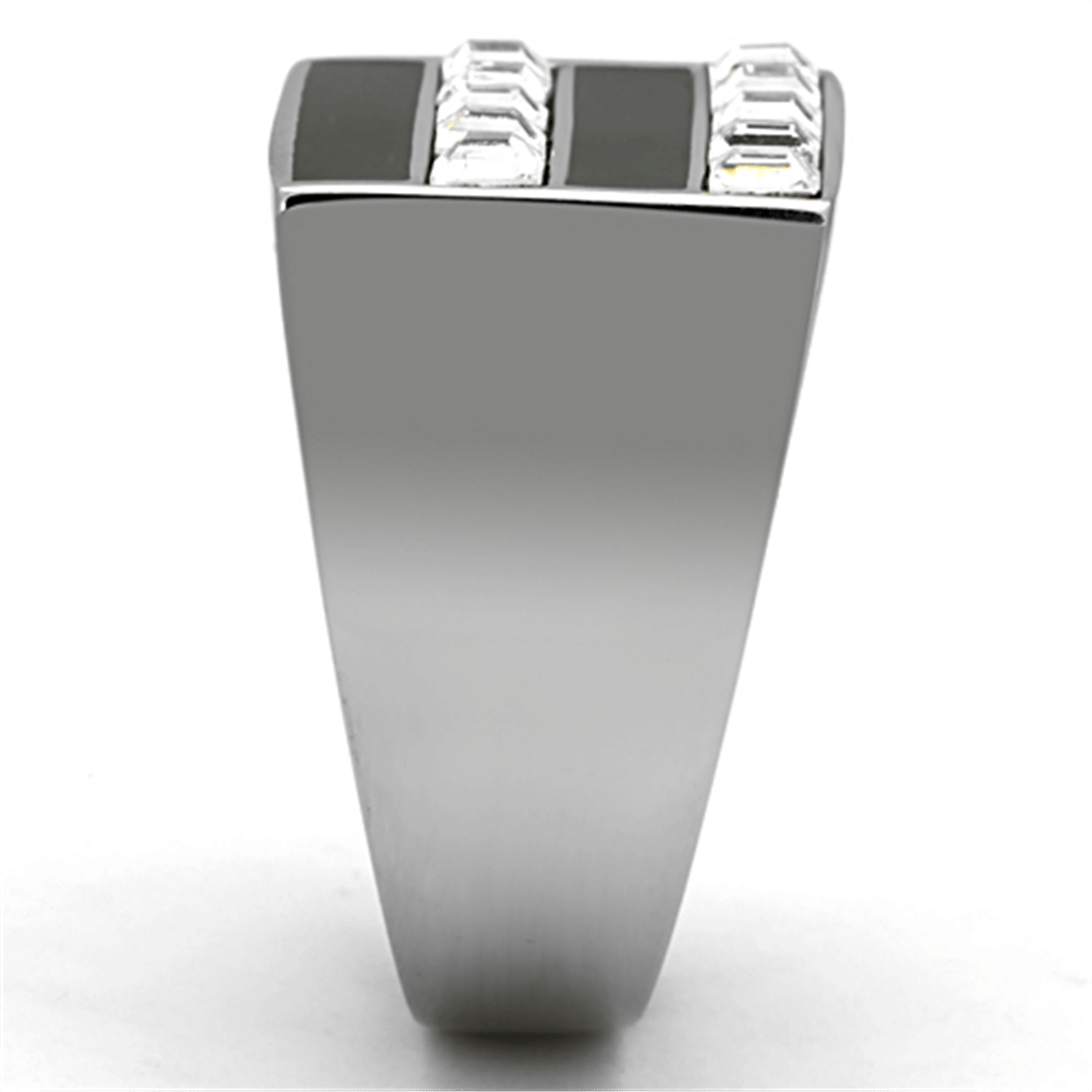 TK1177 - High polished (no plating) Stainless Steel Ring with Top Grade Crystal in Clear