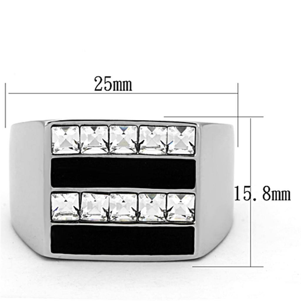 TK1177 - High polished (no plating) Stainless Steel Ring with Top Grade Crystal in Clear