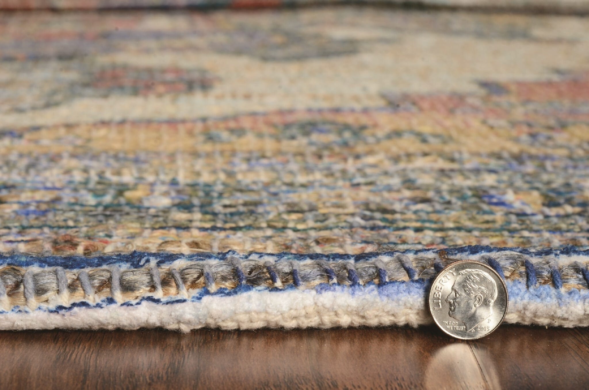 3' X 5' Teal Blue Medallion Hand Woven Distressed Area Rug
