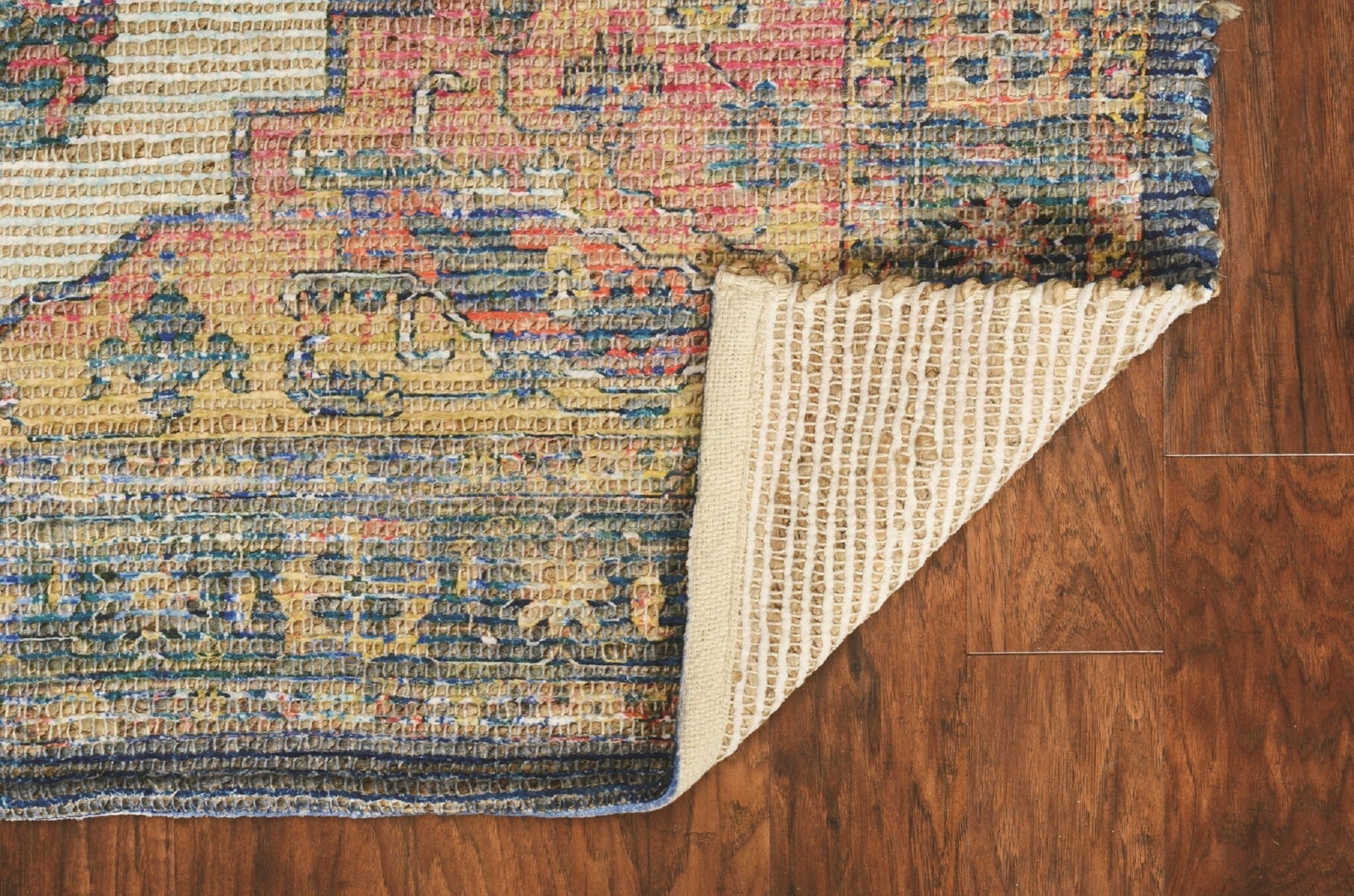 3' X 5' Teal Blue Medallion Hand Woven Distressed Area Rug