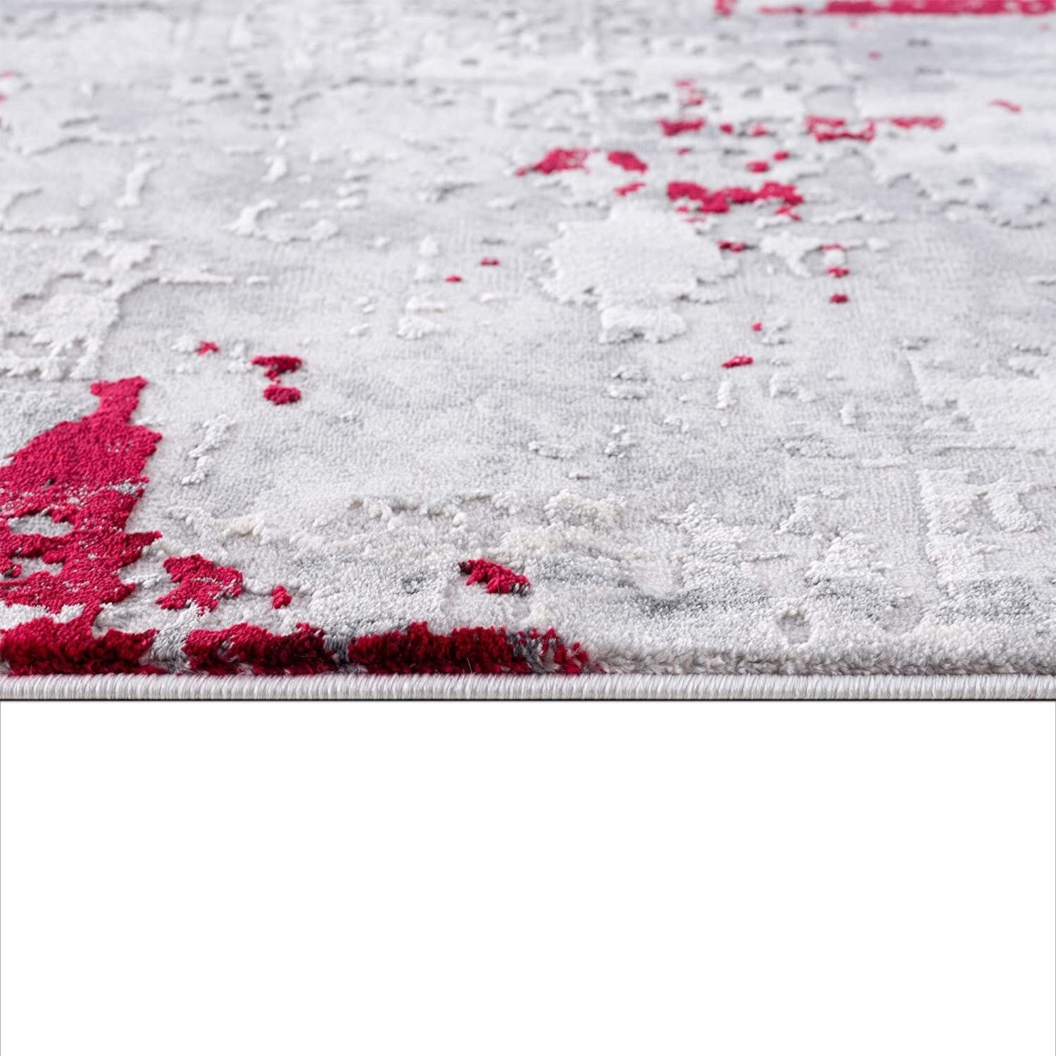 4' X 6' Red Abstract Dhurrie Area Rug