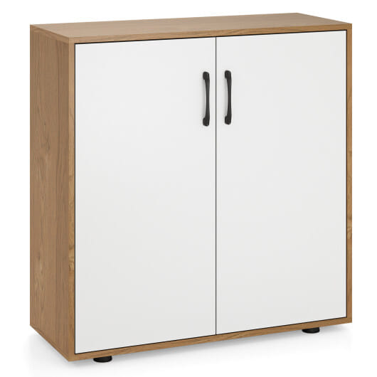 Coffee Bar Cabinet with 5-Position Adjustable Shelf for Living Room Dining Room-Natural - Color: Natural