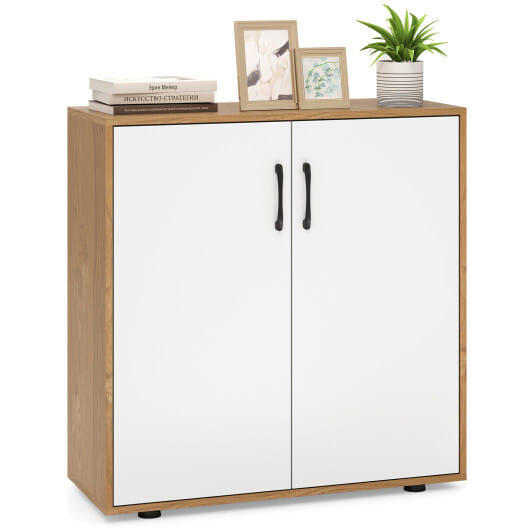 Coffee Bar Cabinet with 5-Position Adjustable Shelf for Living Room Dining Room-Natural - Color: Natural