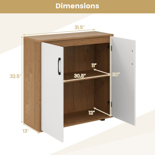 Coffee Bar Cabinet with 5-Position Adjustable Shelf for Living Room Dining Room-Natural - Color: Natural