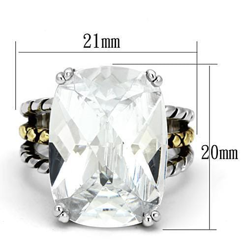 3w316 - Reverse Two-Tone Brass Ring with AAA Grade CZ in Clear
