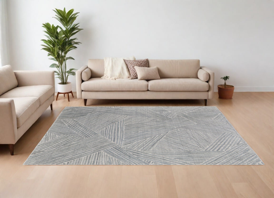 12' X 15' Green and Ivory Abstract Hand Woven Area Rug
