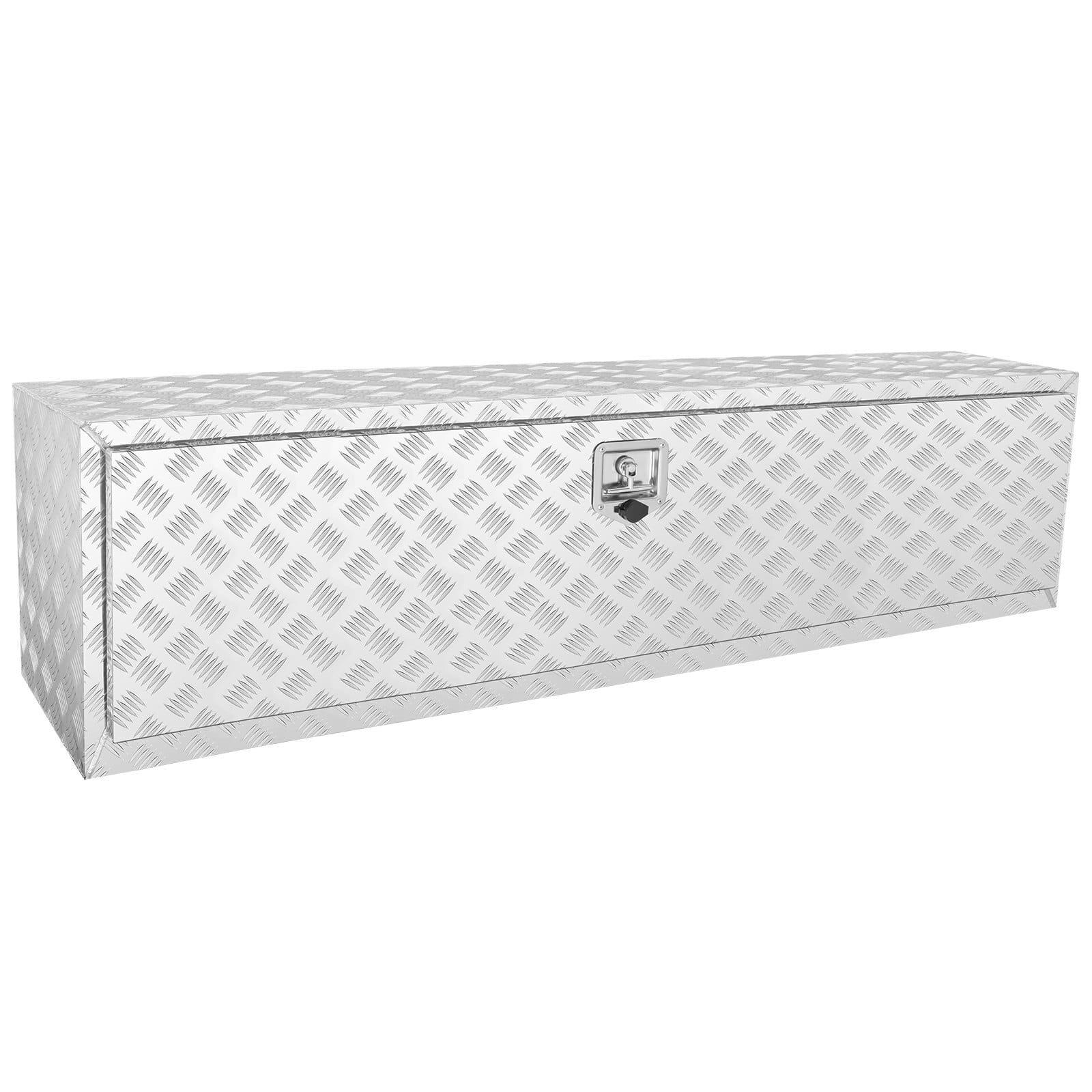 Underbody Truck Box, 60"?—17"?—18" Pickup Storage Box, Heavy Duty Aluminum Diamond Plate Tool Box with Lock and Keys, Waterproof Trailer Storage Box with T-Handle Latch for Truck, Van, Trailer