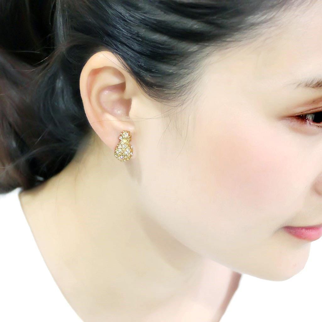 LO4677 - Gold Brass Earrings with Top Grade Crystal in Clear