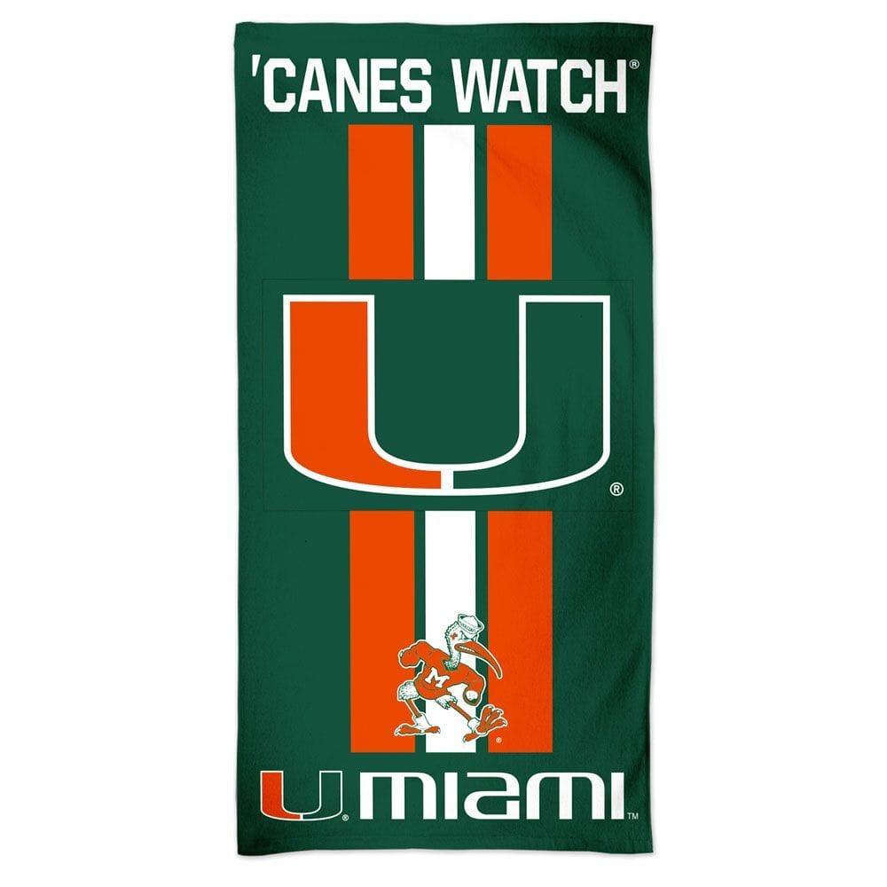 Miami Hurricanes Towel 30x60 Beach Style - Special Order