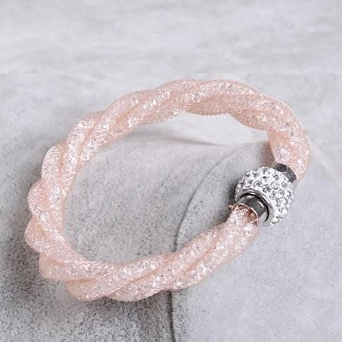 Color: 3. Sand - Rope Bracelet a Wire Mesh with Tiny Crystal loaded to form a Halo