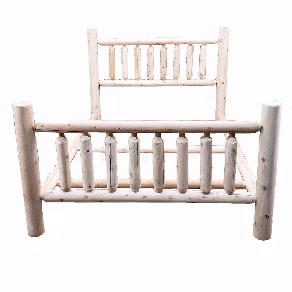 Natural Unfinished Low Post Cedar Log Queen Bed