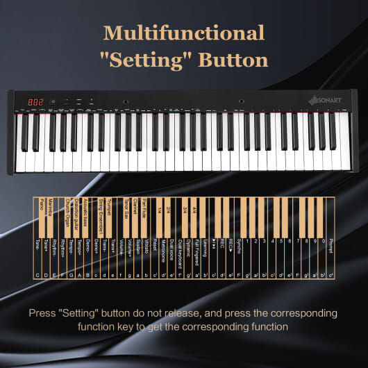 61-Key Portable Electronic Keyboard Piano Complete Digital Piano Set with Stand and Stool