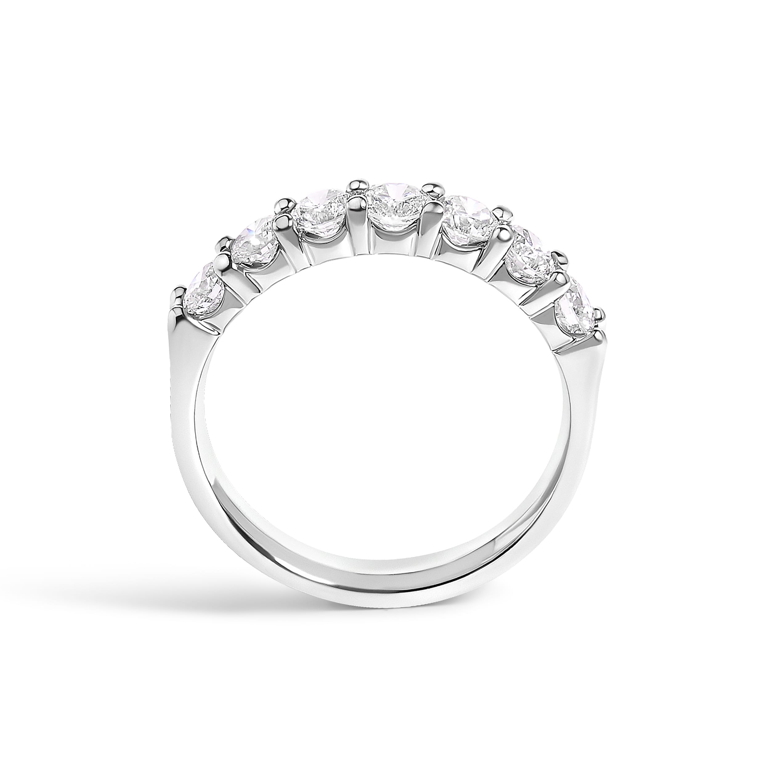 14K White Gold 1.0 Cttw Diamond 7 Stone Band Ring