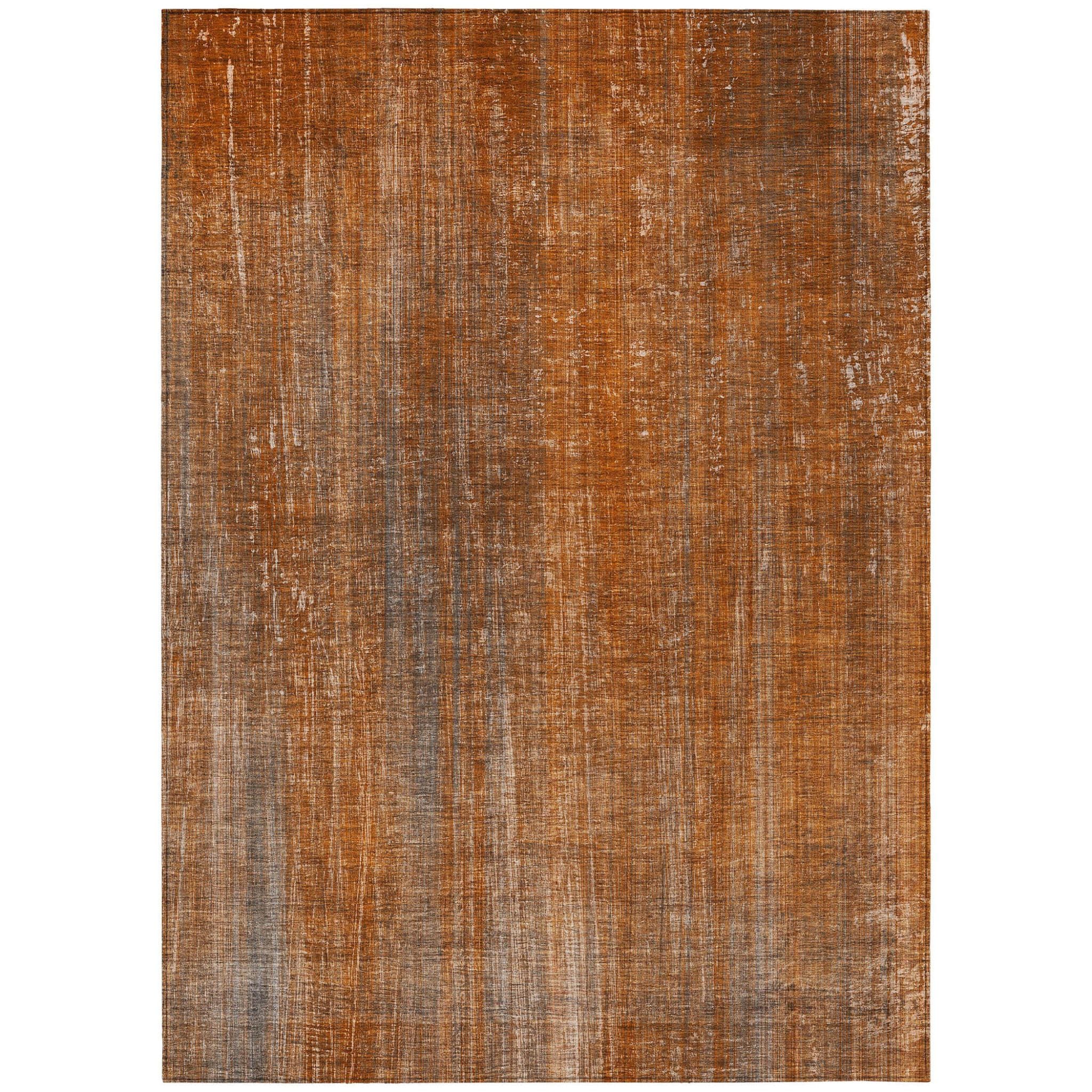 8' X 10' Orange Striped Washable Non Skid Indoor Outdoor Area Rug