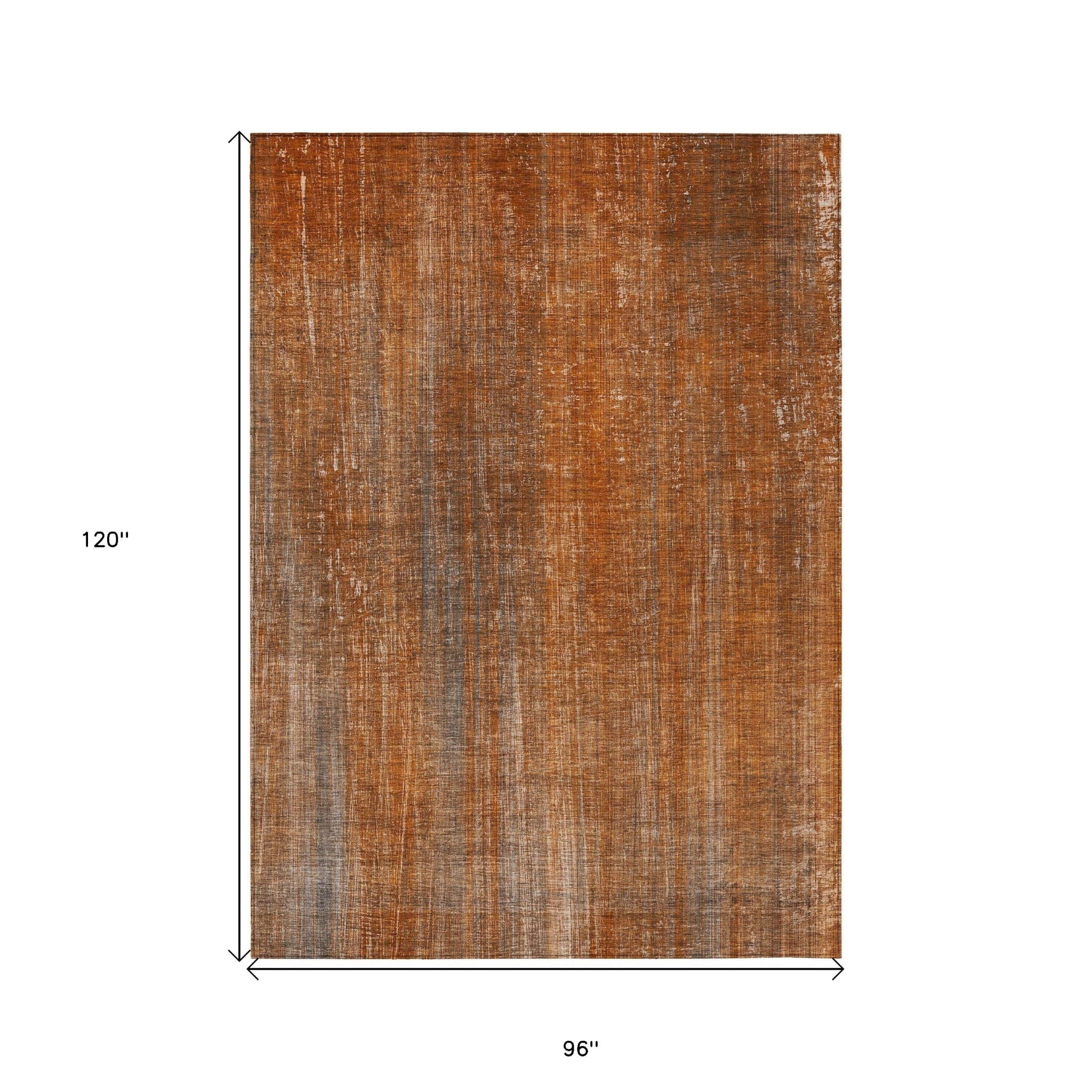8' X 10' Orange Striped Washable Non Skid Indoor Outdoor Area Rug