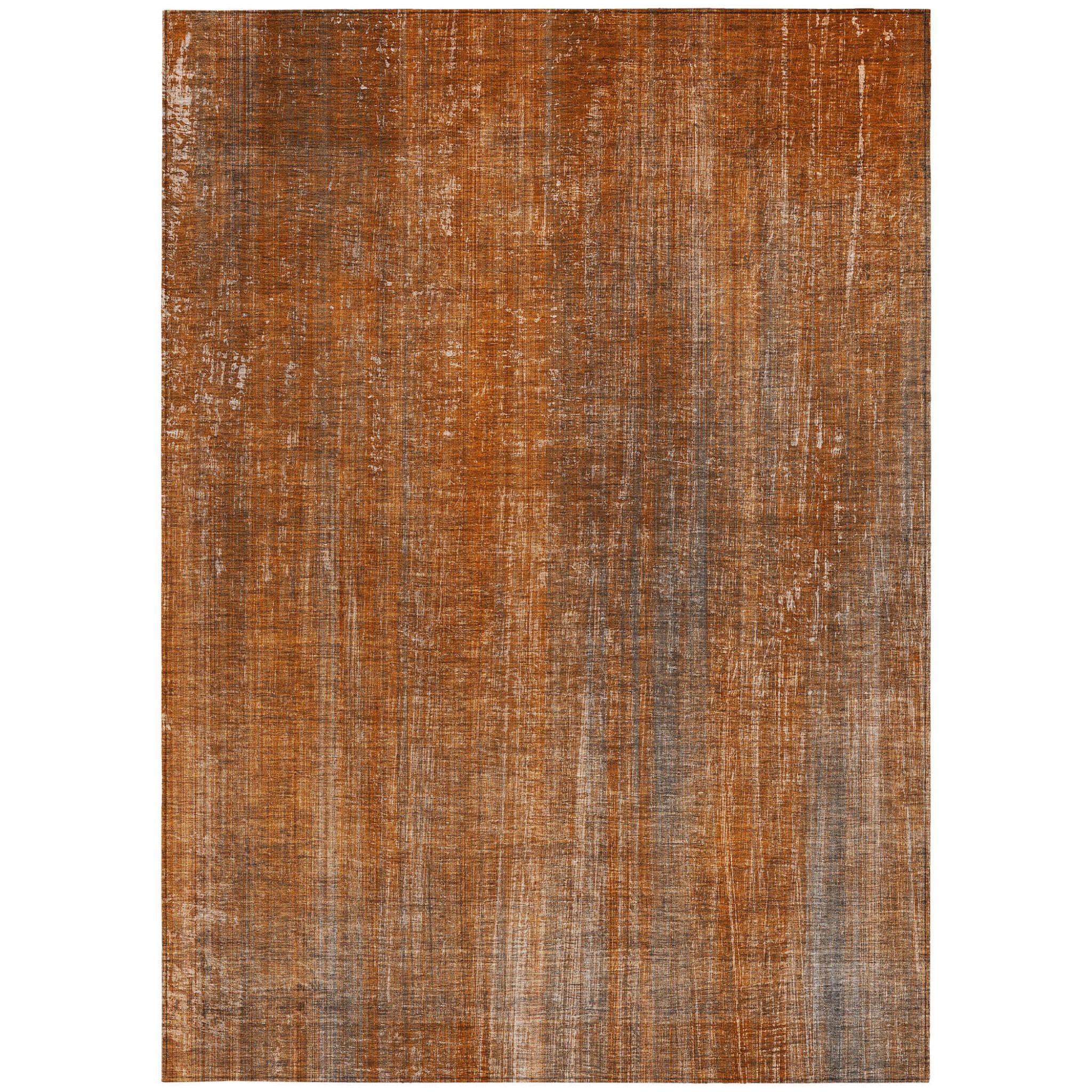 8' X 10' Orange Striped Washable Non Skid Indoor Outdoor Area Rug