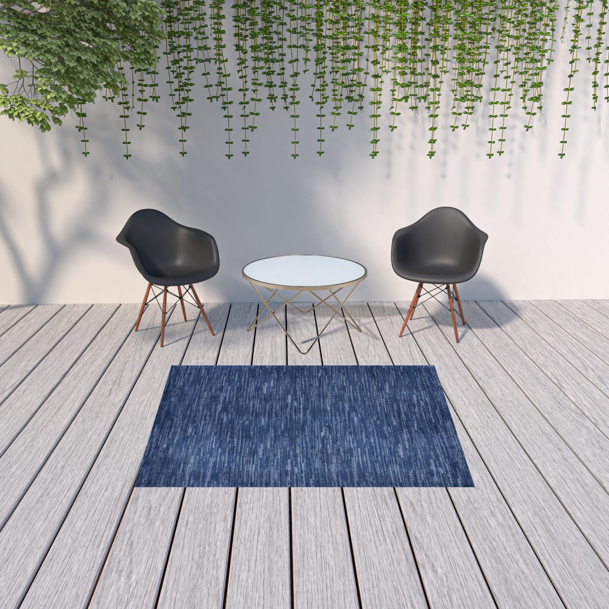 5' X 7' Blue Non Skid Indoor Outdoor Area Rug