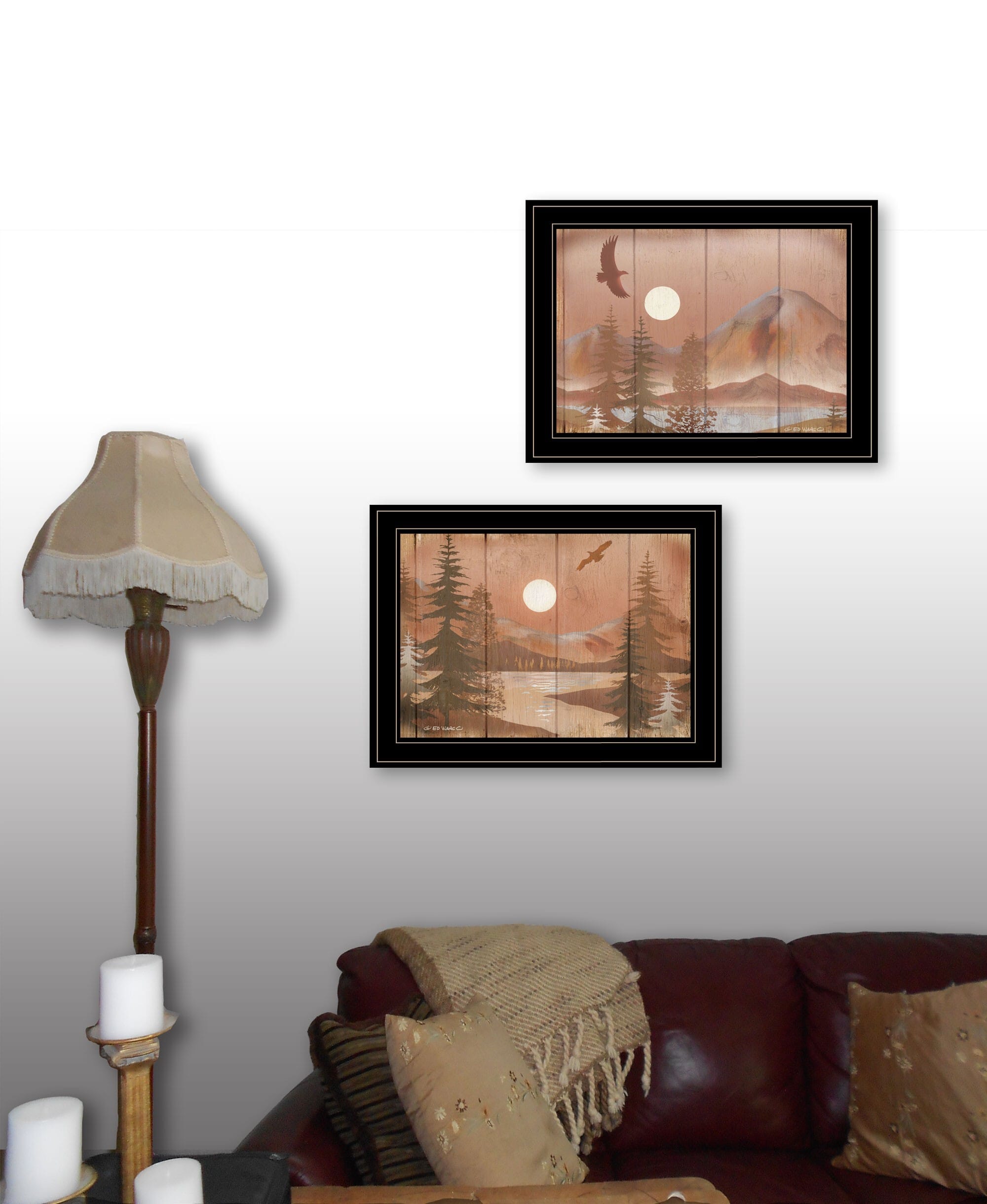Set Of Two Full Moon I and II 2 Black Framed Print Wall Art