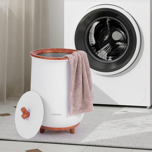 Costway 23L Large Luxury Bucket-Style Towel Warmer with Fragrant Disc Holder-Coffee