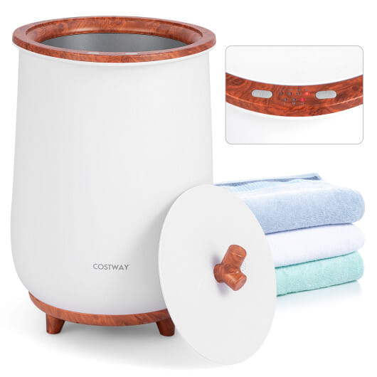 Costway 23L Large Luxury Bucket-Style Towel Warmer with Fragrant Disc Holder-Coffee