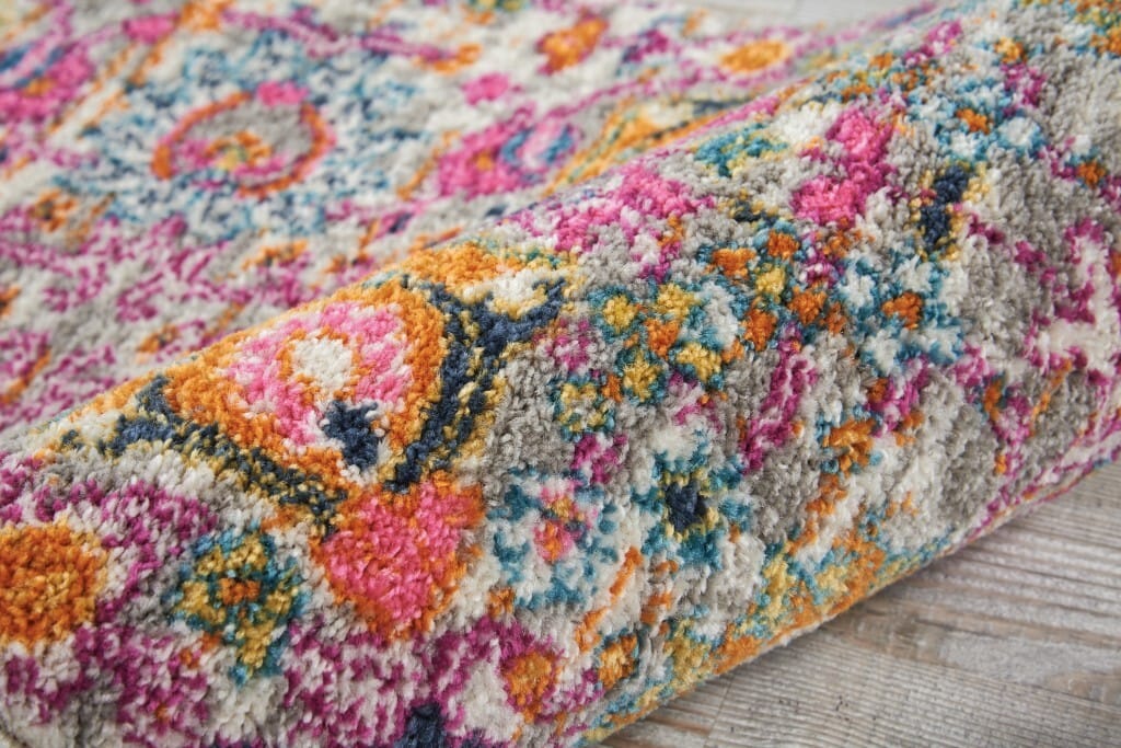 2' X 3' Silver Floral Power Loom Area Rug