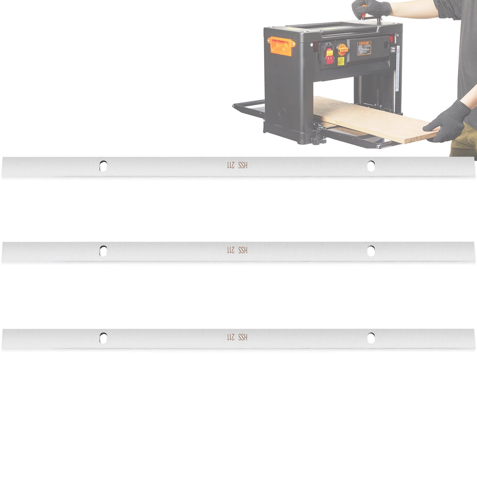 Thickness Planer Blades, 13-inch, HSS Crafted for Durability, HRC55-60, Easy Installation with Pre-drilled Holes, Ideal for Woodworking, Home Projects & Industrial Use, 3-Pack
