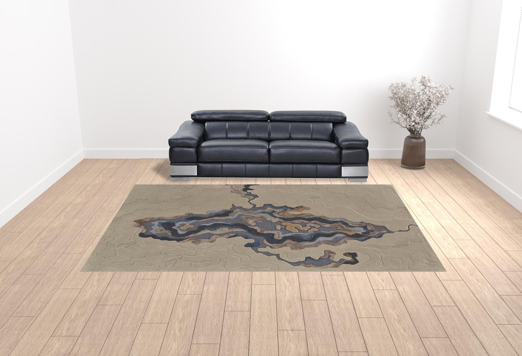 10' X 14' Tan and Brown Wool Abstract Hand Tufted Area Rug